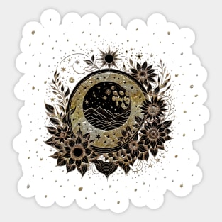 Noble flowers in golden and black colors. Sticker